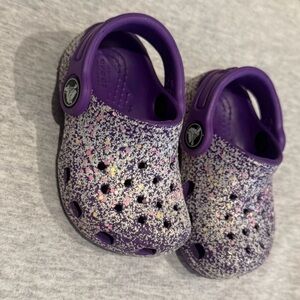 CROCS Kids Sparkly Purple Sandals